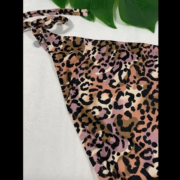 NEW Shade & Shore Leopard‎ Side-Tie Cheeky Bikini Bottoms [ SZ Large ] #3342 - Picture 9 of 10